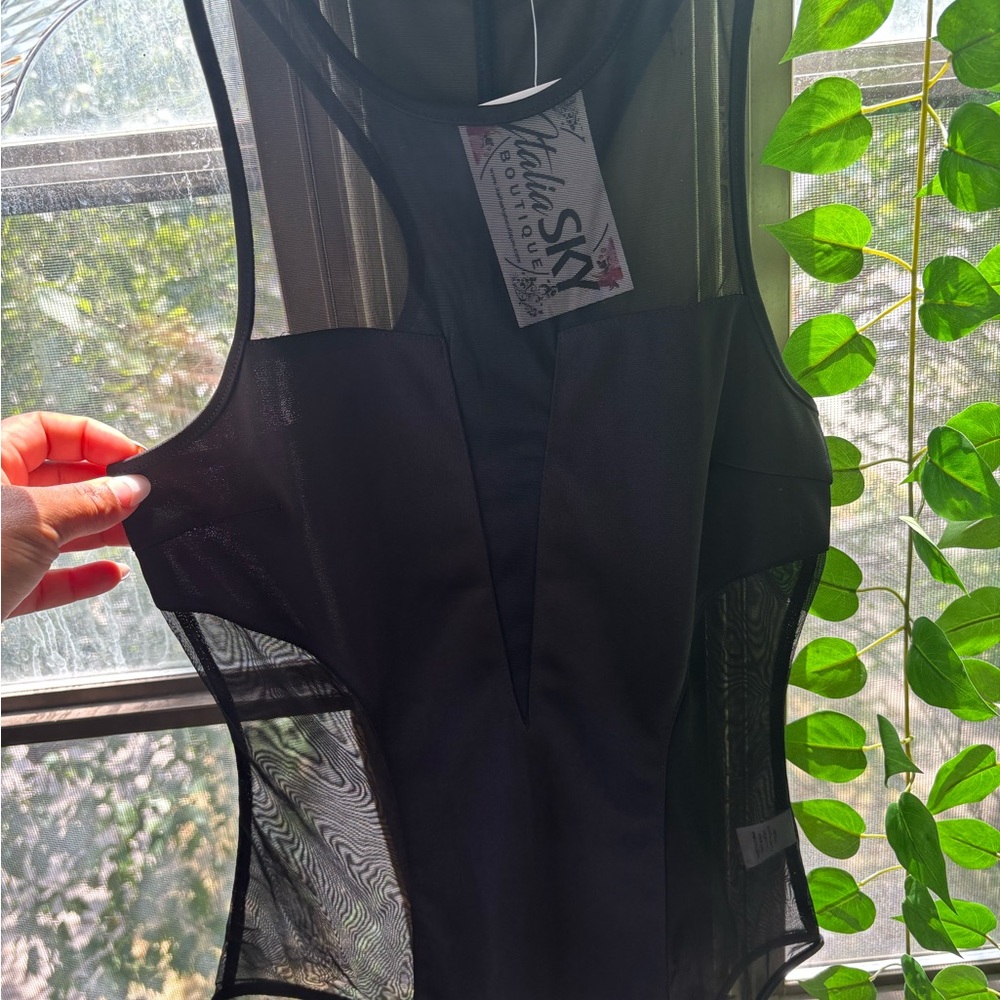 Essue Black Sheer Mesh Top